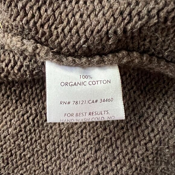 Eileen Fisher long cardigan sweater, brown organic cotton, zipper, collared, poc - Picture 8 of 8